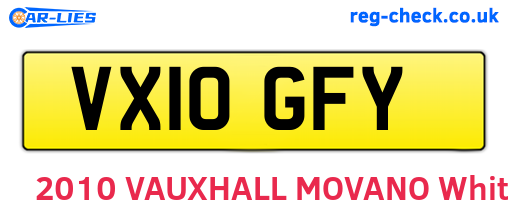 VX10GFY are the vehicle registration plates.