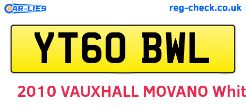 YT60BWL are the vehicle registration plates.