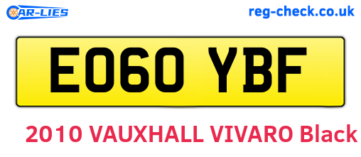 EO60YBF are the vehicle registration plates.
