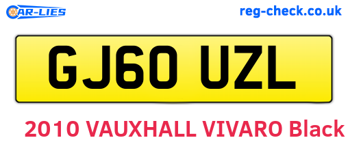 GJ60UZL are the vehicle registration plates.
