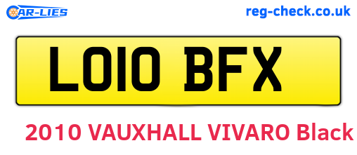 LO10BFX are the vehicle registration plates.