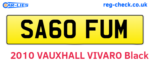 SA60FUM are the vehicle registration plates.