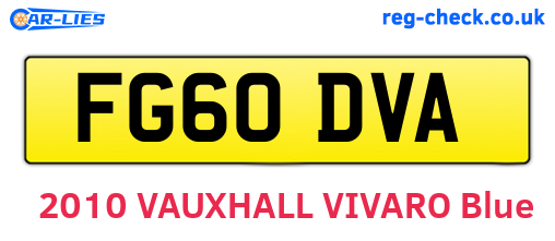 FG60DVA are the vehicle registration plates.