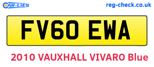 FV60EWA are the vehicle registration plates.
