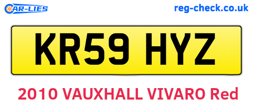 KR59HYZ are the vehicle registration plates.