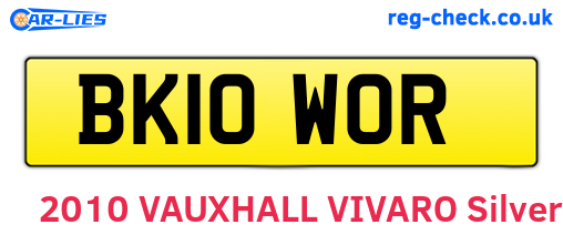 BK10WOR are the vehicle registration plates.