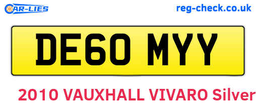 DE60MYY are the vehicle registration plates.