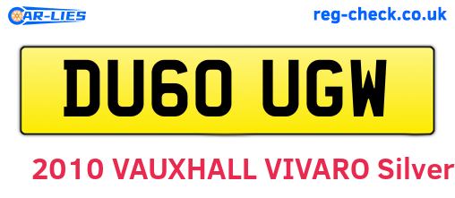 DU60UGW are the vehicle registration plates.