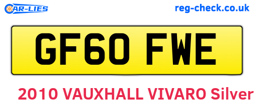 GF60FWE are the vehicle registration plates.