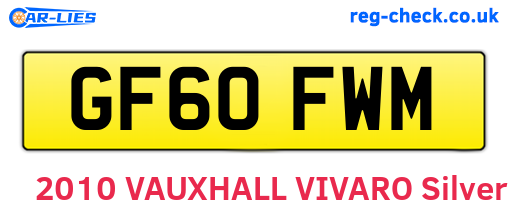 GF60FWM are the vehicle registration plates.