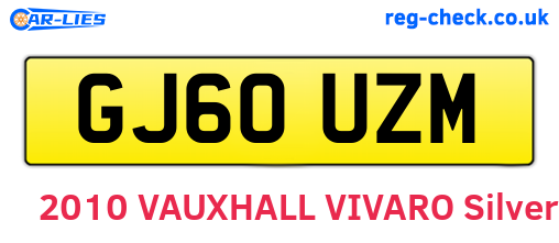 GJ60UZM are the vehicle registration plates.