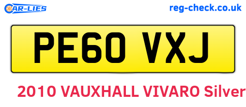 PE60VXJ are the vehicle registration plates.