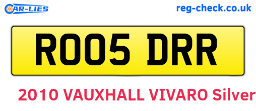 RO05DRR are the vehicle registration plates.