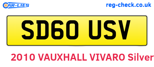 SD60USV are the vehicle registration plates.