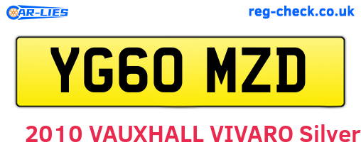 YG60MZD are the vehicle registration plates.