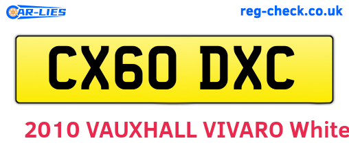 CX60DXC are the vehicle registration plates.