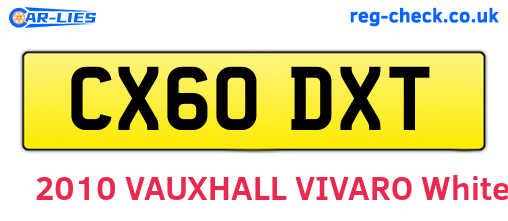 CX60DXT are the vehicle registration plates.