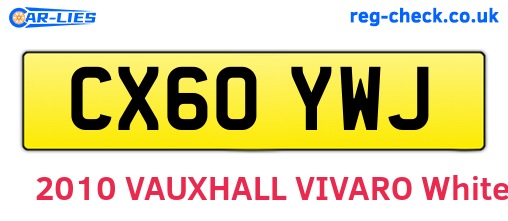 CX60YWJ are the vehicle registration plates.