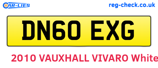 DN60EXG are the vehicle registration plates.