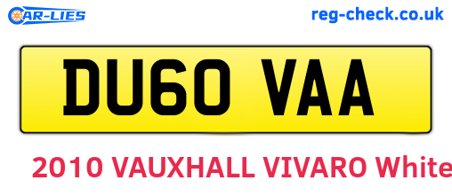 DU60VAA are the vehicle registration plates.