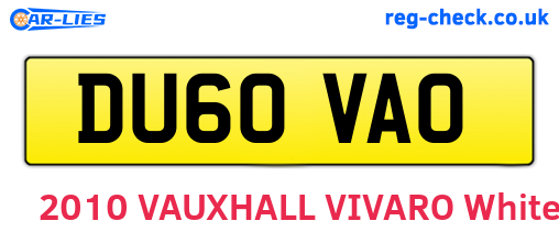 DU60VAO are the vehicle registration plates.