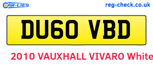 DU60VBD are the vehicle registration plates.