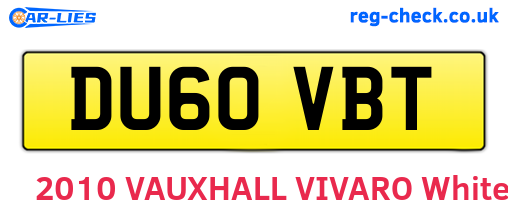 DU60VBT are the vehicle registration plates.