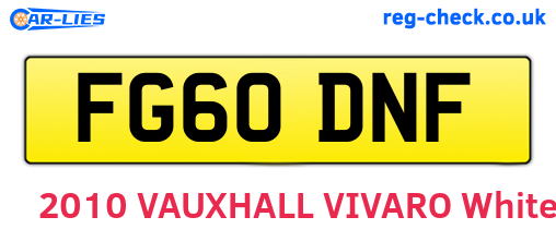 FG60DNF are the vehicle registration plates.