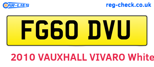 FG60DVU are the vehicle registration plates.