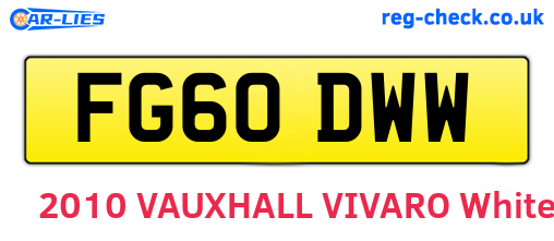 FG60DWW are the vehicle registration plates.