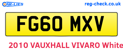 FG60MXV are the vehicle registration plates.