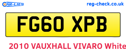 FG60XPB are the vehicle registration plates.
