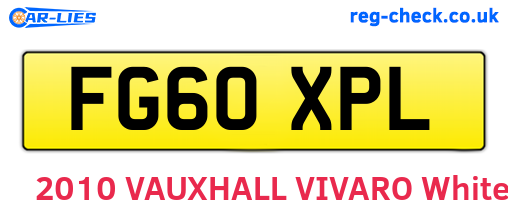 FG60XPL are the vehicle registration plates.