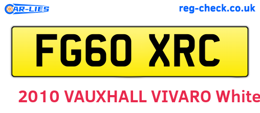 FG60XRC are the vehicle registration plates.