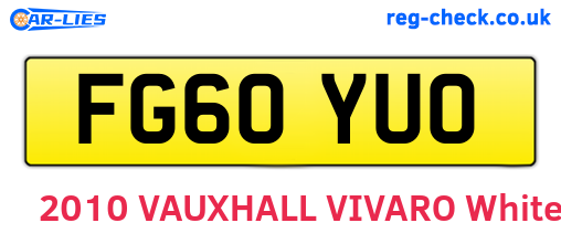 FG60YUO are the vehicle registration plates.