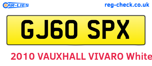 GJ60SPX are the vehicle registration plates.