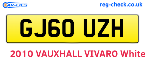 GJ60UZH are the vehicle registration plates.
