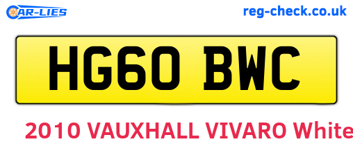 HG60BWC are the vehicle registration plates.