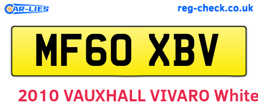 MF60XBV are the vehicle registration plates.