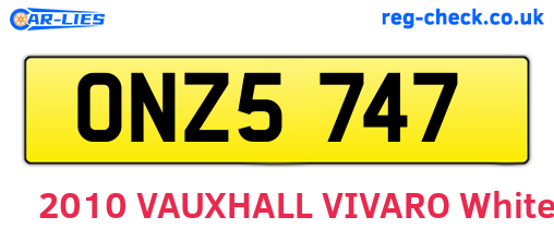 ONZ5747 are the vehicle registration plates.