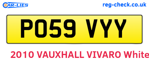 PO59VYY are the vehicle registration plates.