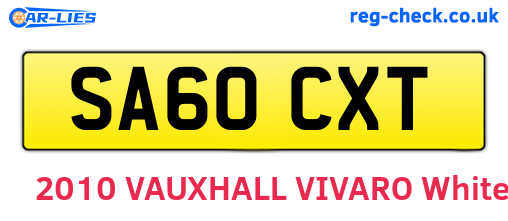 SA60CXT are the vehicle registration plates.