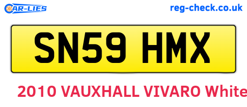 SN59HMX are the vehicle registration plates.