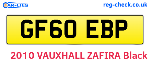 GF60EBP are the vehicle registration plates.