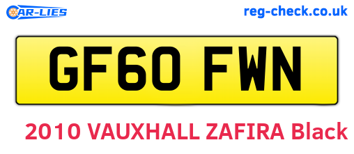 GF60FWN are the vehicle registration plates.
