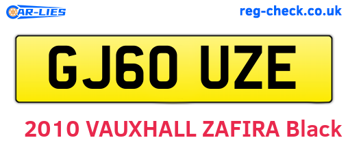 GJ60UZE are the vehicle registration plates.