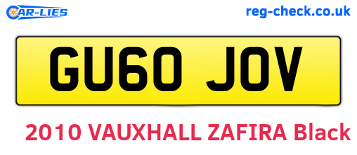 GU60JOV are the vehicle registration plates.