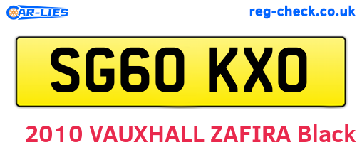SG60KXO are the vehicle registration plates.