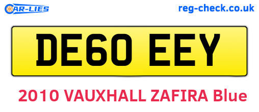 DE60EEY are the vehicle registration plates.