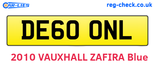 DE60ONL are the vehicle registration plates.